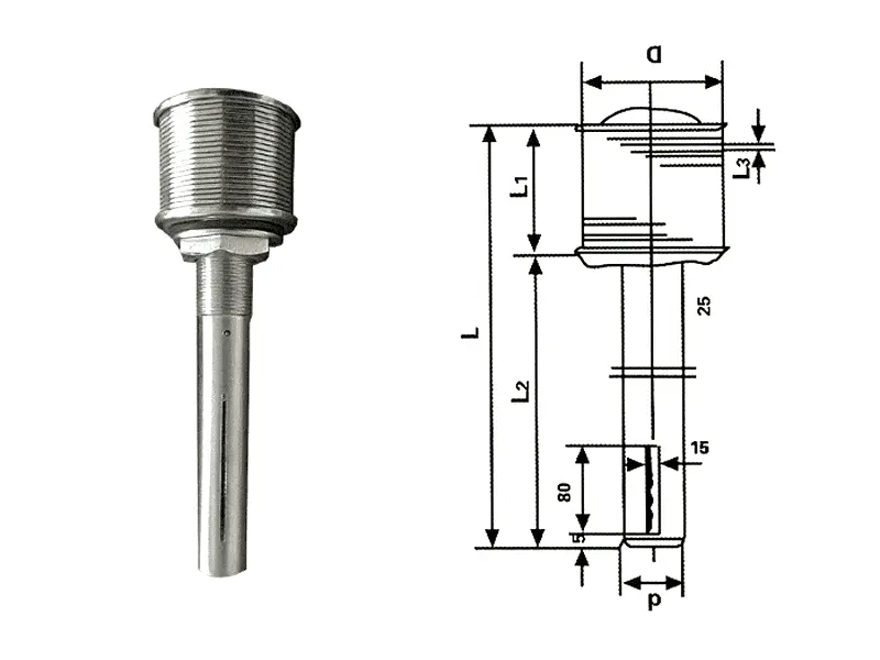 Фильтрующее сопло из нержавеющей стали Long Handle Wedge Wire Filter Nozzle 527419
