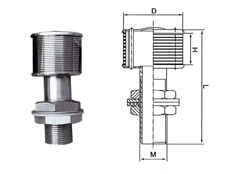 Фильтрующее сопло из нержавеющей стали Single Head Wedge Wire Filter Nozzle 617839